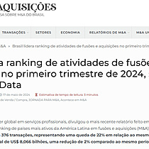 Brasil lidera ranking de atividades de fuses e aquisies no primeiro trimestre de 2024, segundo Aon e TTR Data